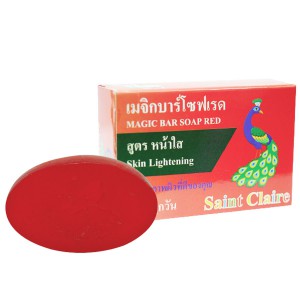 สบู่ก้อนน้ำผึ้งสีแดง saint claire สูตรหน้าใส 65 กรัม