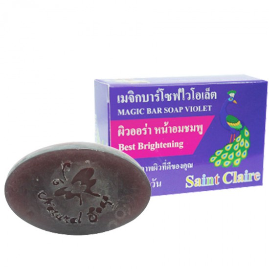 สบู่ก้อนน้ำผึ้งสีไวโอเล็ต saint claire สูตรผิวออร่า หน้าอมชมพู 65 กรัม